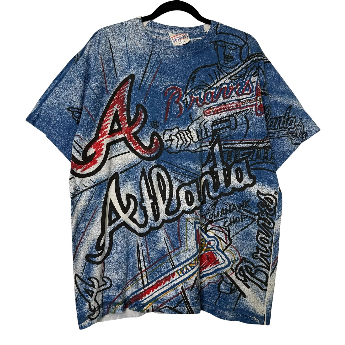 1991 Atlanta Braves MLB AOP T-shirt Sz L (B581)