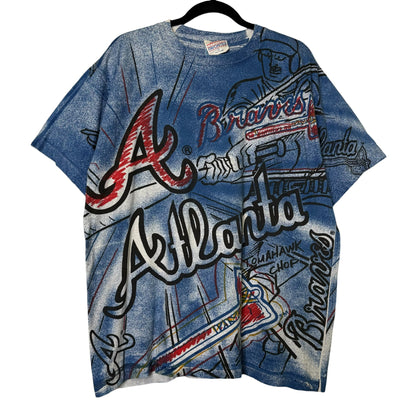 1991 Atlanta Braves MLB AOP T-shirt Sz L (B581)