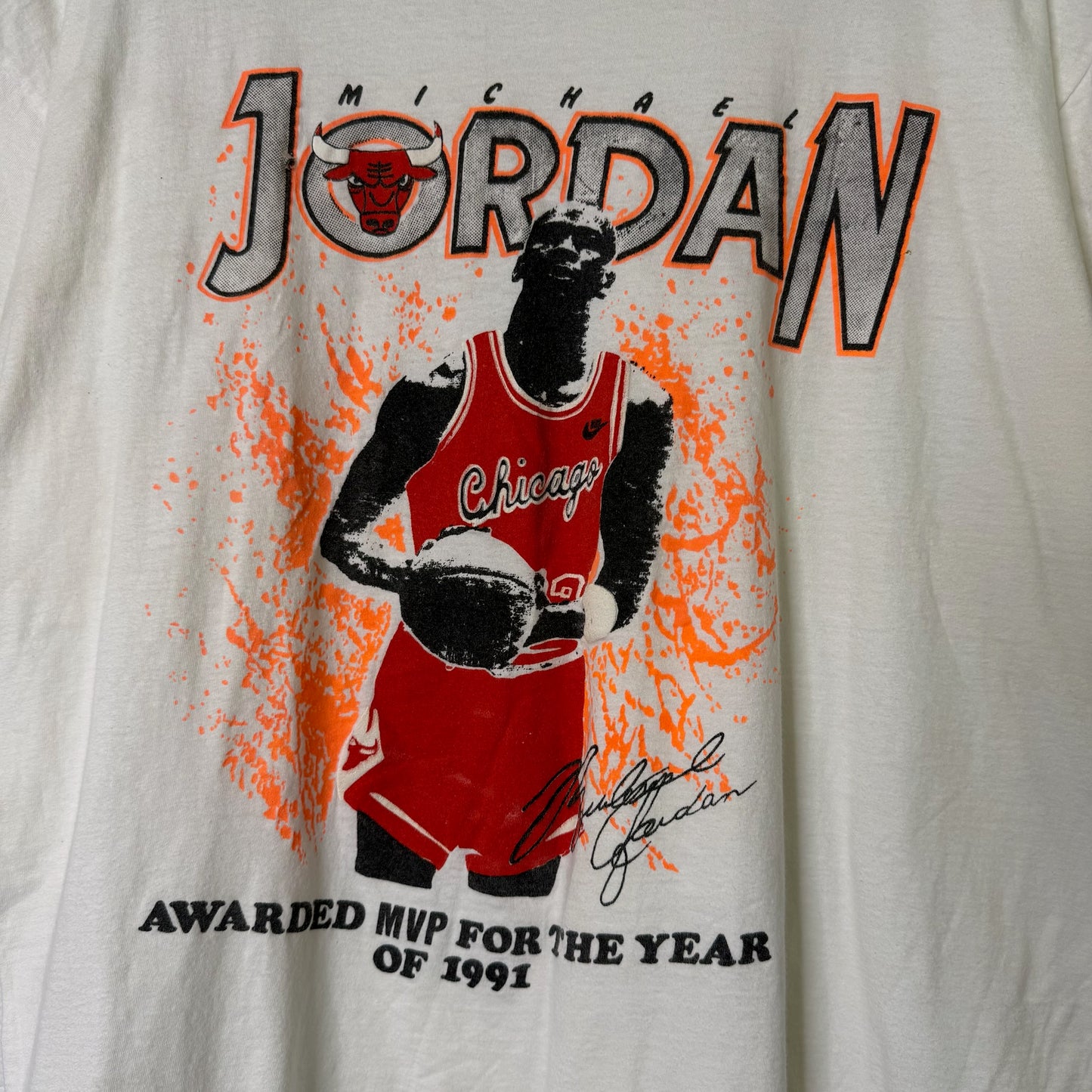 1991 Michael Jordan NBA MVP T-shirt Sz L (B692)