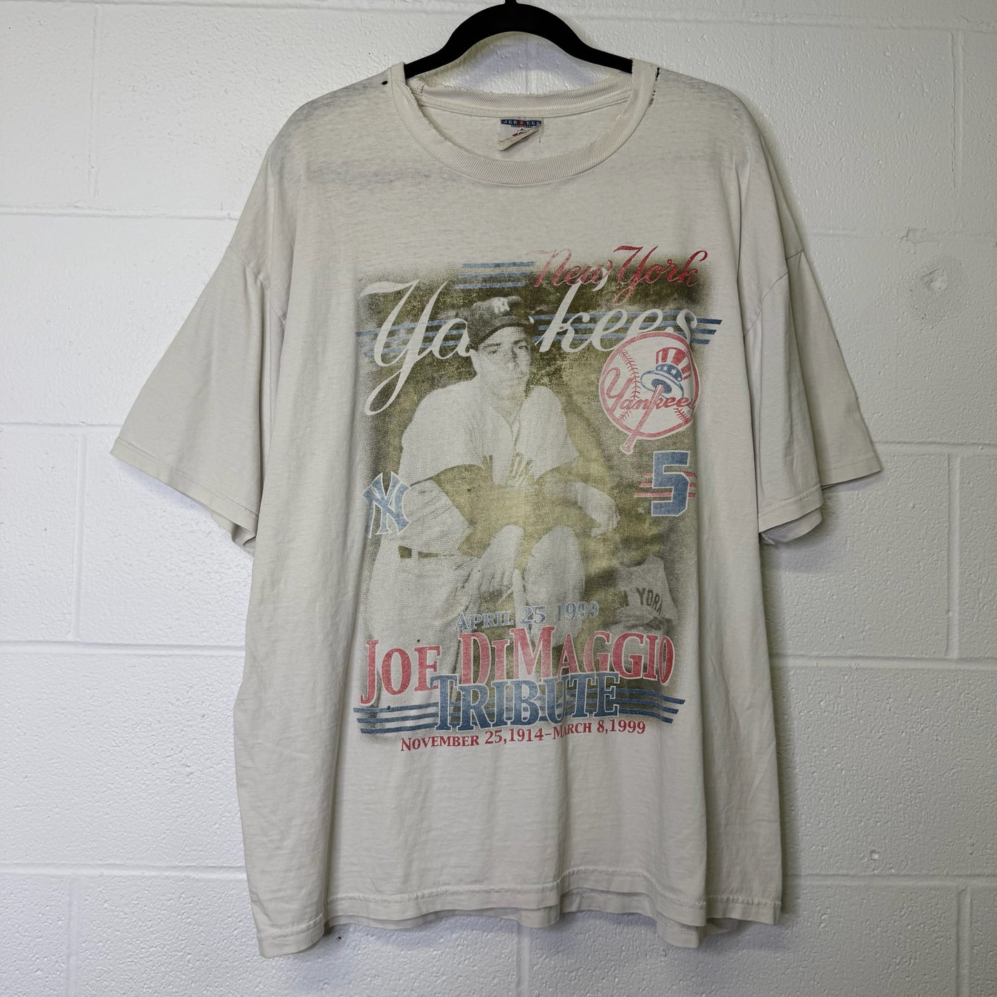 1999 New York Yankees MLB Joe Dimaggio T-shirt Sz XL (B1653)