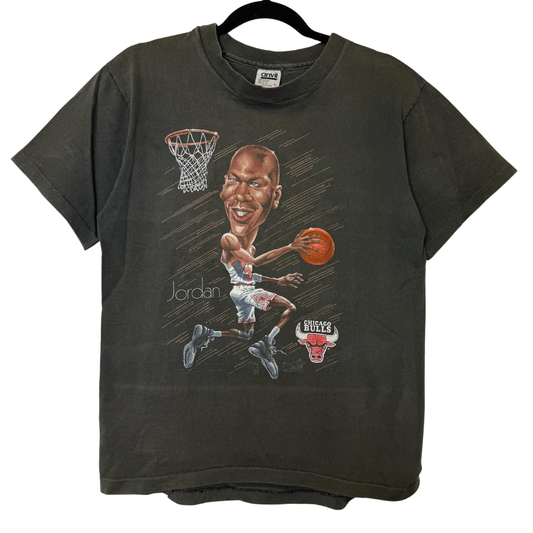 90s Michael Jordan Chicago Bulls Salem NBA Caricature T-Shirt Sz L (B2864)