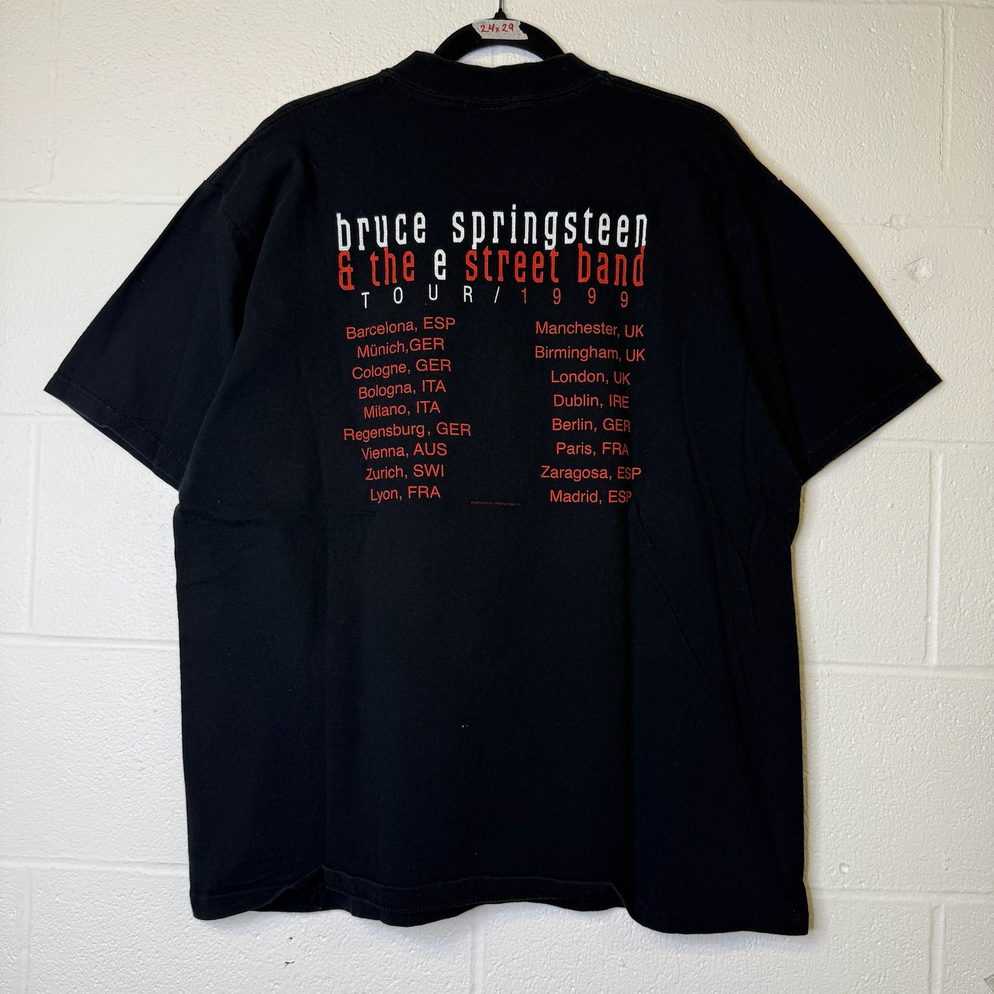 1999 Bruce Springsteen Tour T-Shirt Sz XL (B2632)