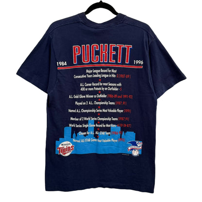 90s Kirky Puckett Minnesota Twins MLB Player T-shirt Sz L (B1229)