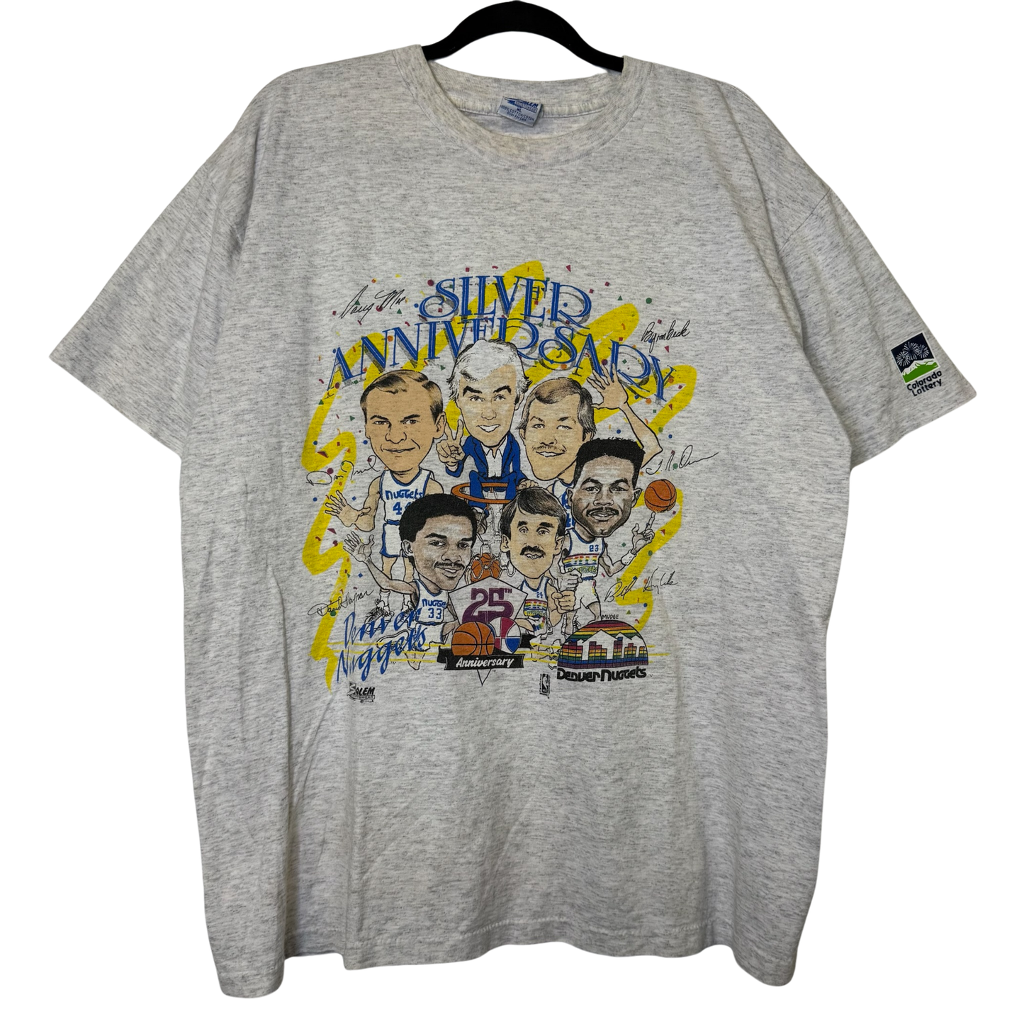 90s Denver Nuggets NBA Silver Anniversary Salem Caricature T-Shirt Sz XL (B2813)