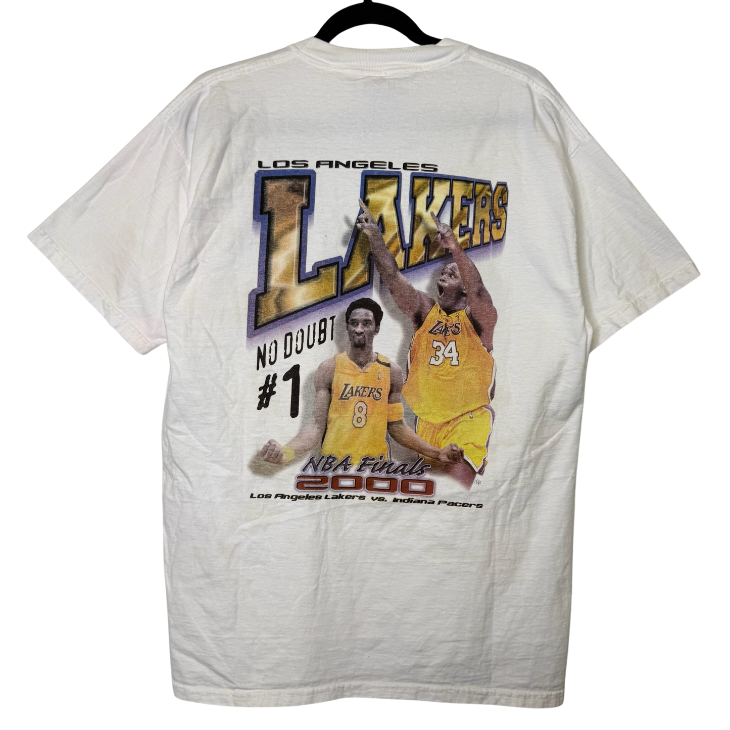 2000 Los Angeles Lakers Kobe Shaq NBA Finals T-Shirt Sz L (B2812)