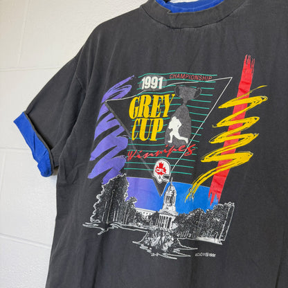 1991 Winnipeg CFL Grey Cup Football T-Shirt Sz M (B2872)