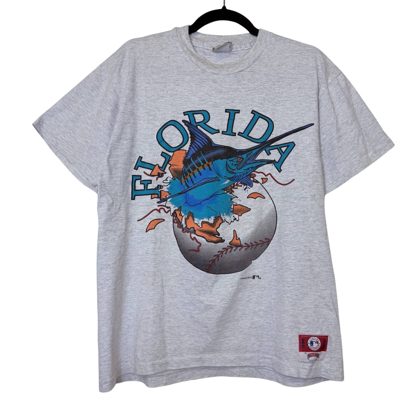 90's Florida Marlins Nutmeg Breakthrough T-shirt Sz L (B2548)