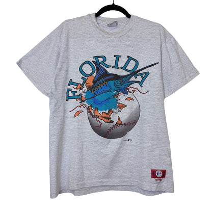 90's Florida Marlins Nutmeg Breakthrough T-shirt Sz L (B2548)