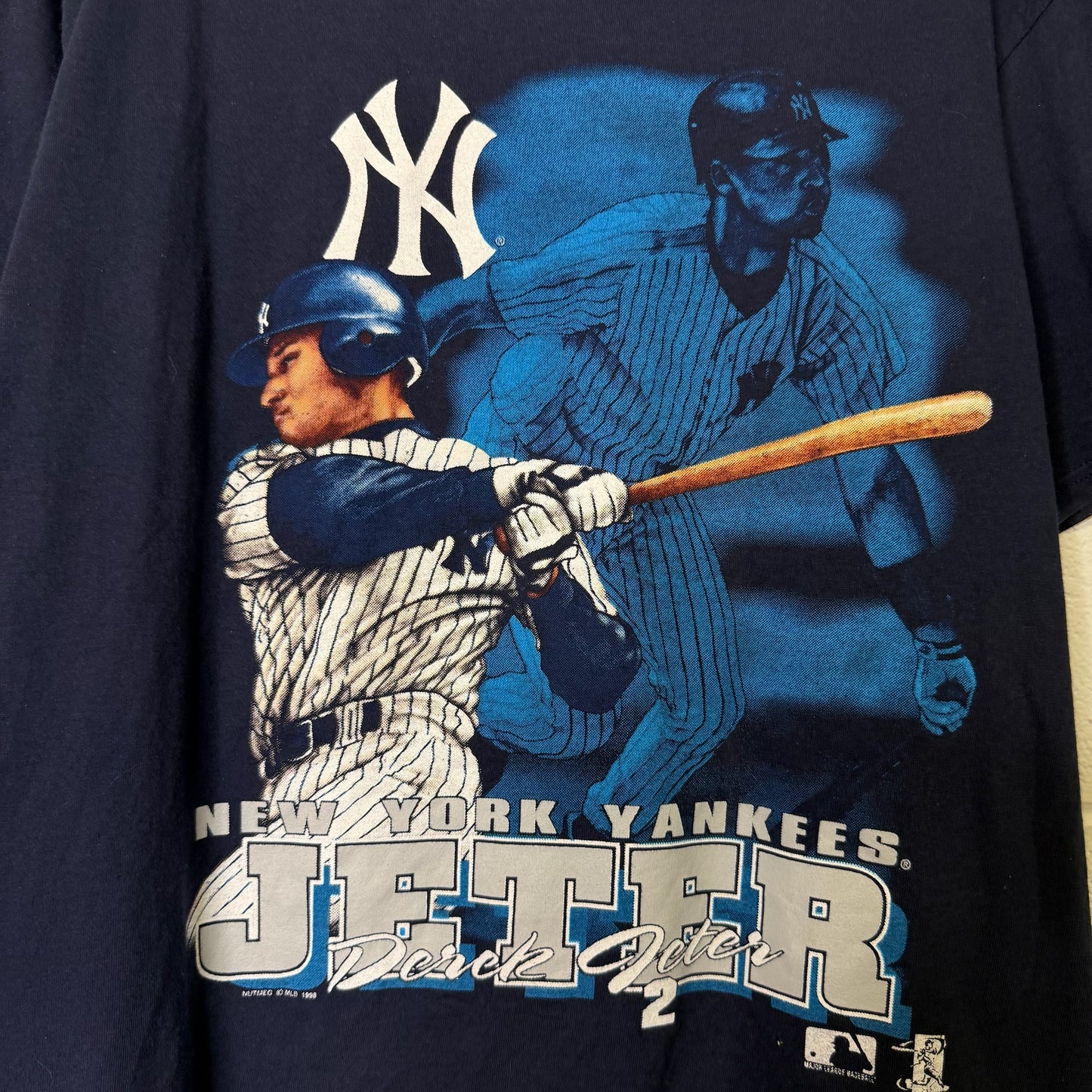 1998 New York Yankees Derek Jeter MLB T-shirt Sz L (B1656)