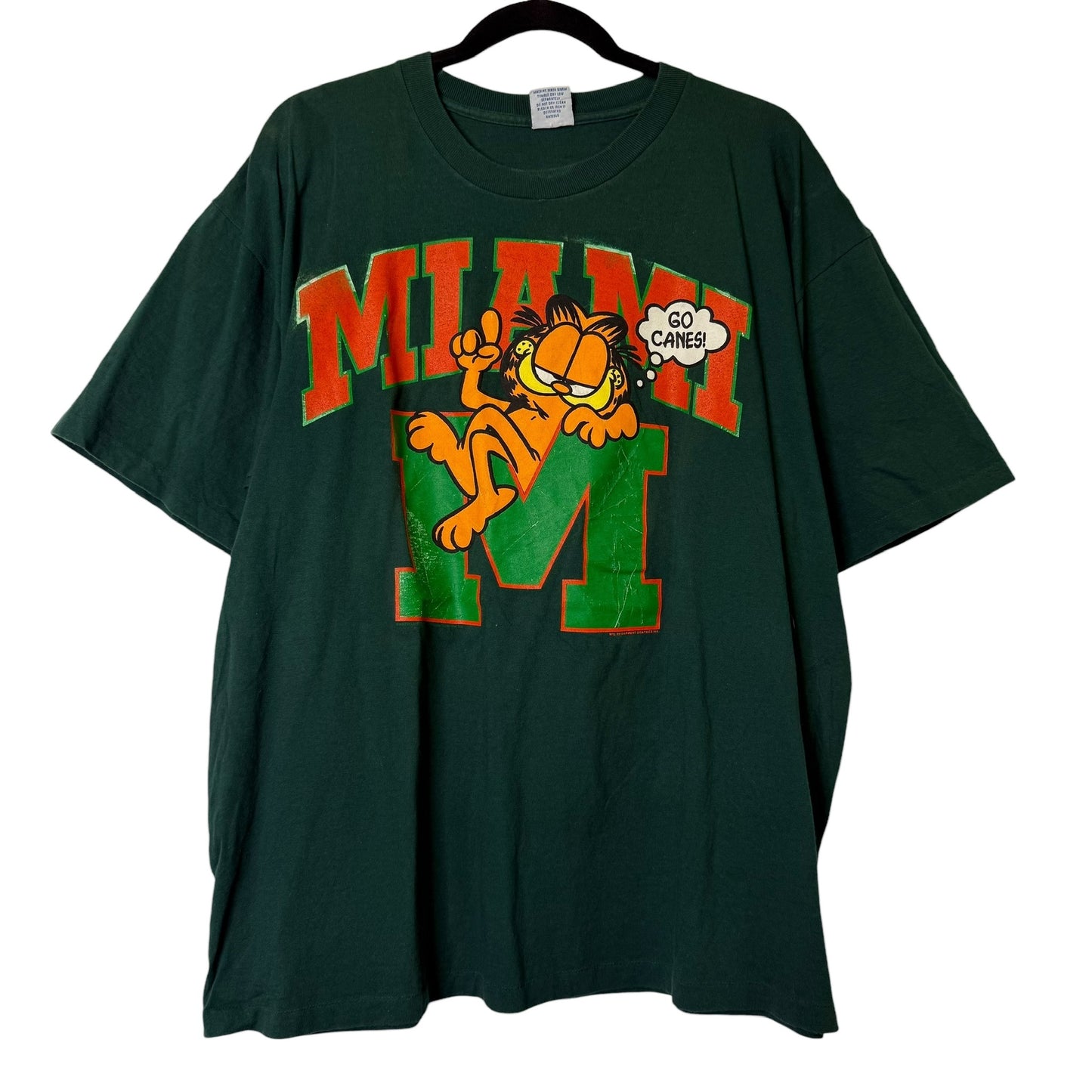 90's Garfield Miami Hurricanes NCAA T-shirt Sz XL (B1622)