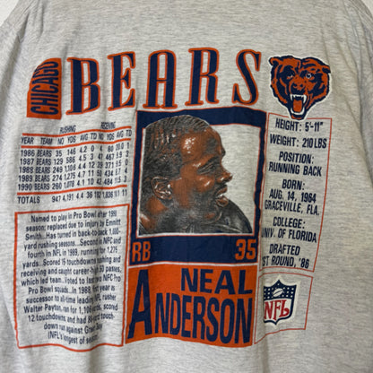 90s Chicago Bears Neal Anderson NFL Nutmeg Player Card T-shirt (B1613)