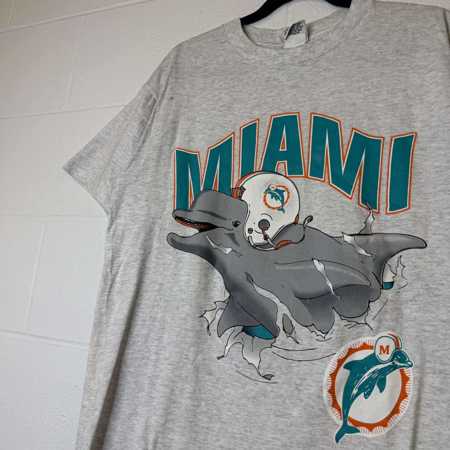 90's Miami Dolphins Nutmeg Breakthrough T-Shirt Sz L (B2078)