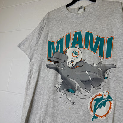 90's Miami Dolphins Nutmeg Breakthrough T-Shirt Sz L (B2078)