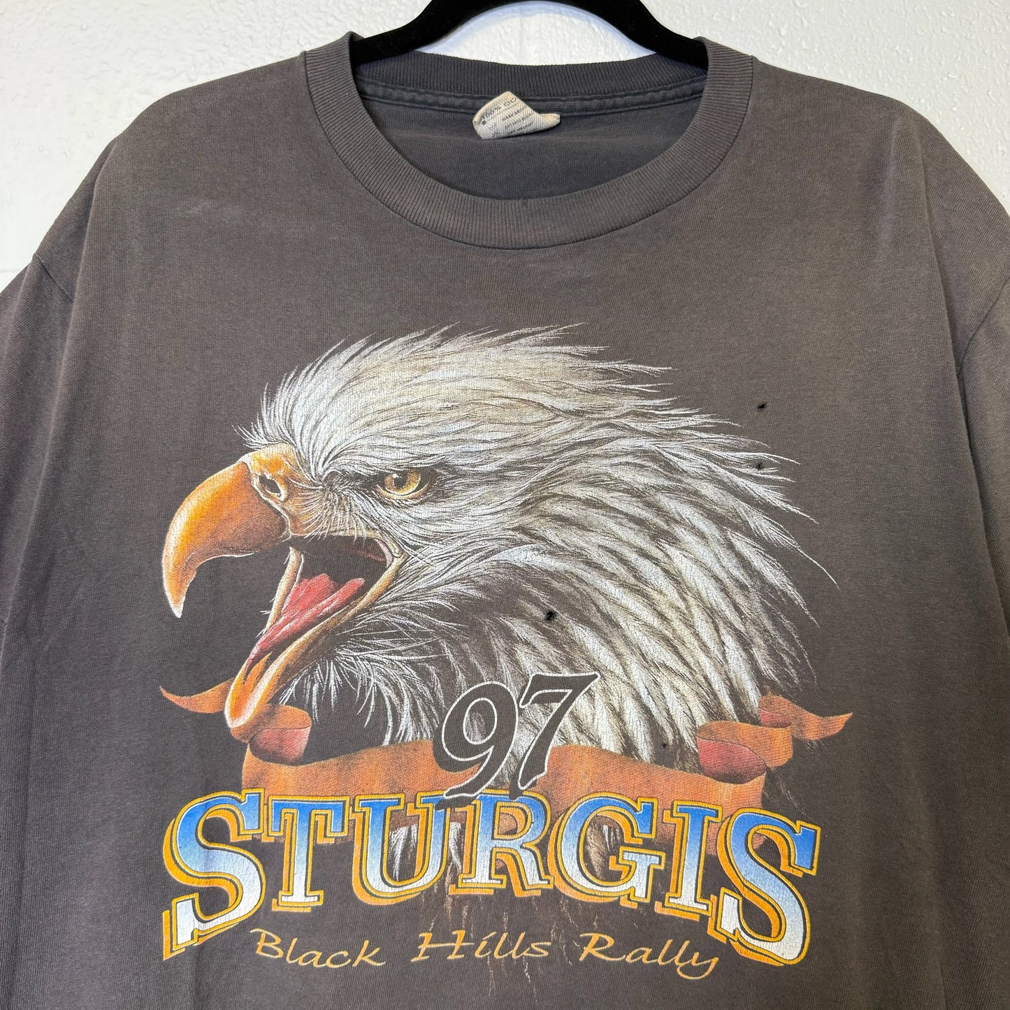1997 Sturgis Biker Rally Eagle Faded T-Shirt Sz L (B1732)
