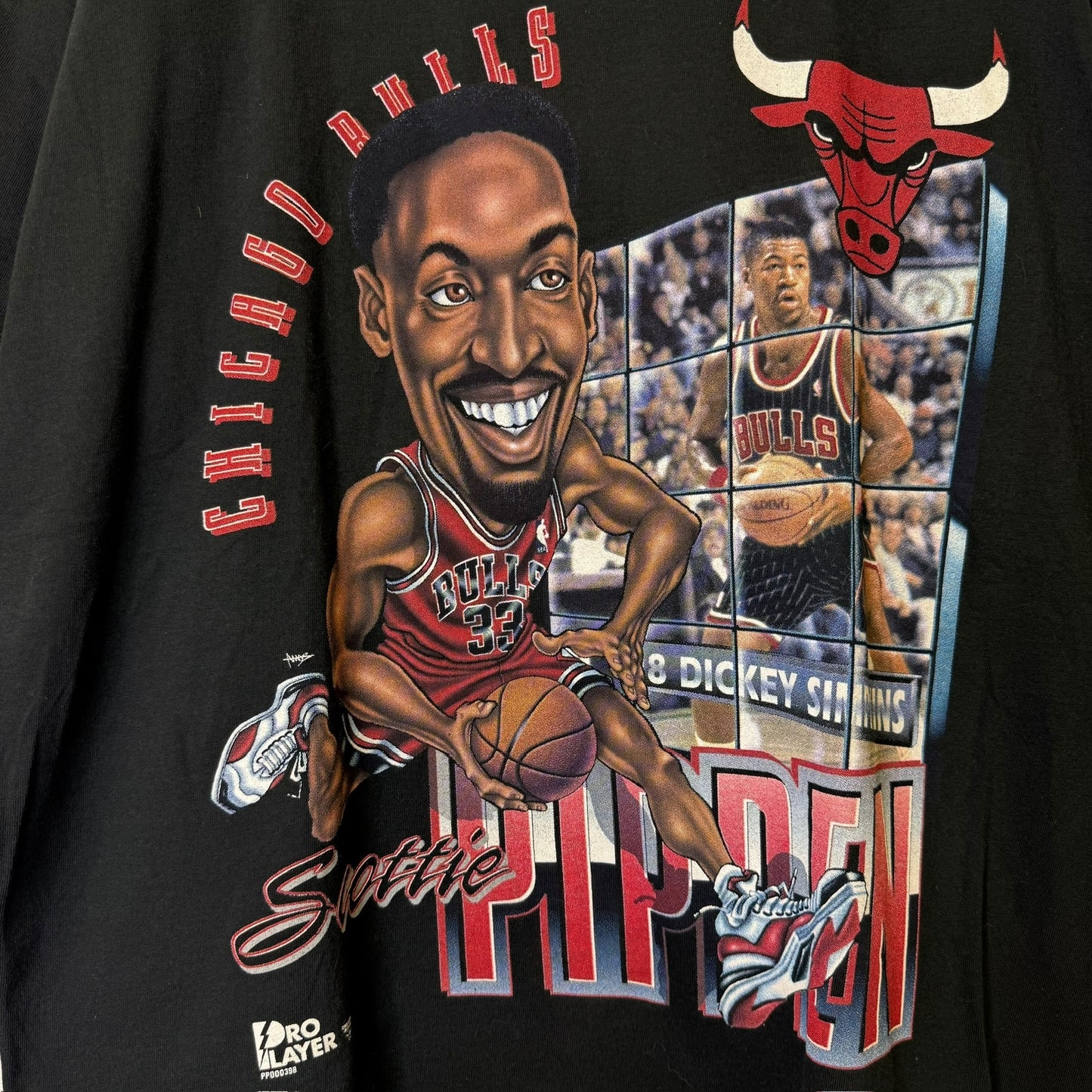 90s Scottie Pippen Chicago Bulls NBA Caricature T-Shirt Sz XL