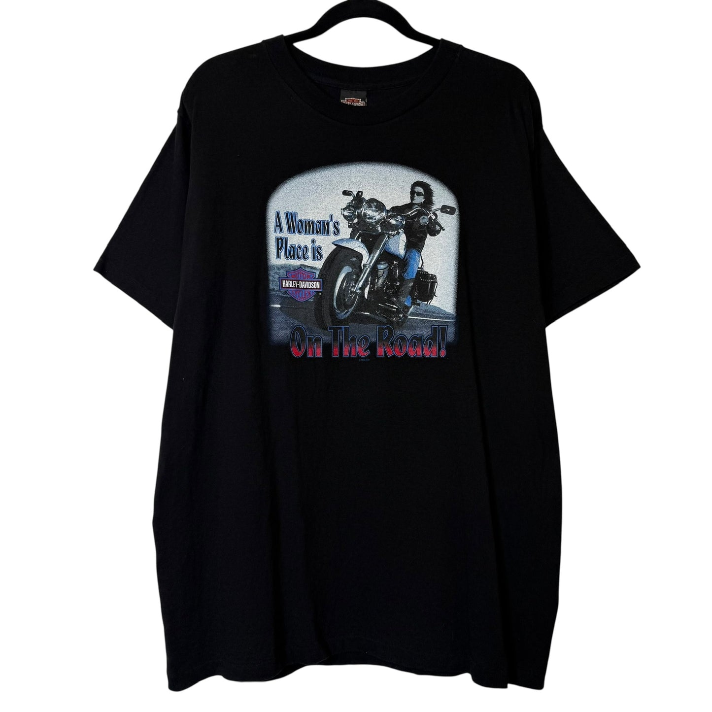 1995 Harley Davidson A Woman's Place is.. T-shirt Sz L (B590)