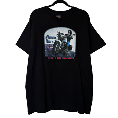 1995 Harley Davidson A Woman's Place is.. T-shirt Sz L (B590)