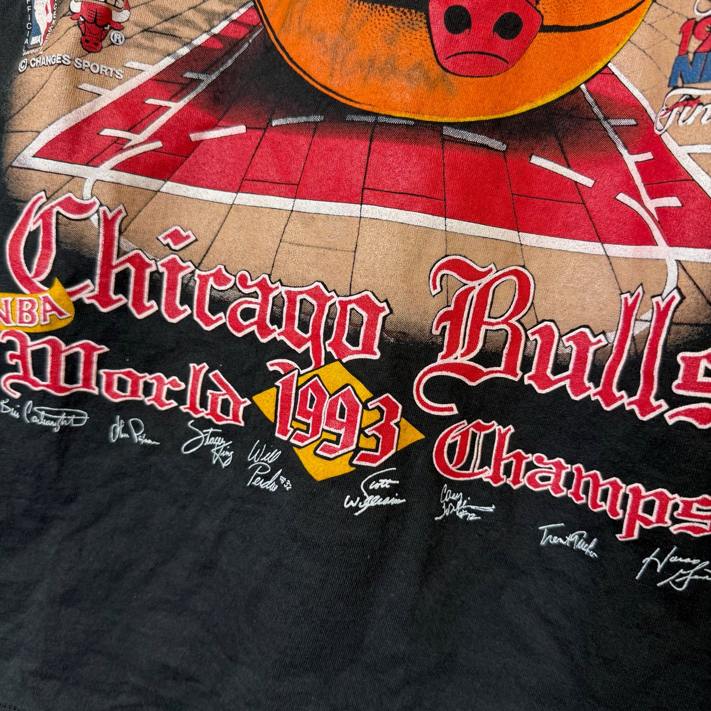 1993 Chicago Bulls NBA T-shirt Sz XL (B443)