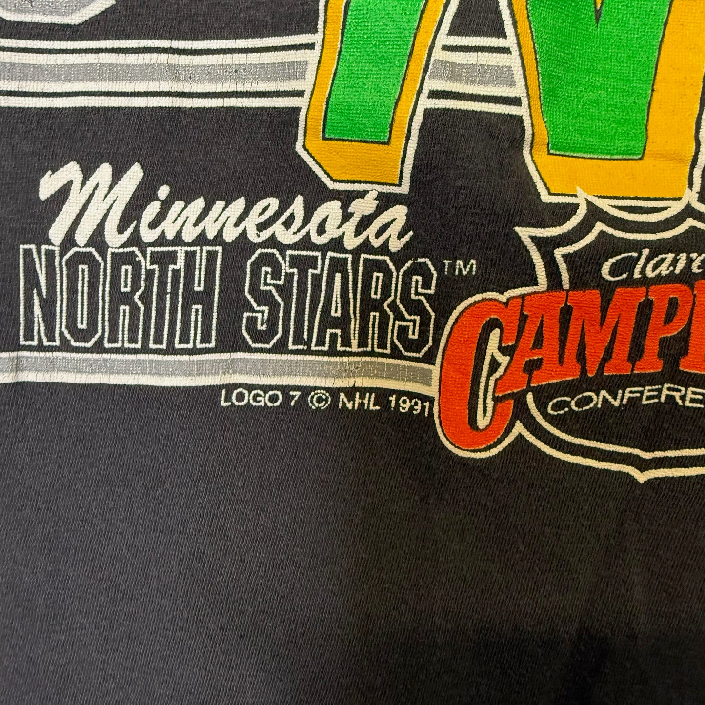 1991 Pittsburgh Penguins vs Minnesota North Stars NHL T-Shirt Sz L (B2889)