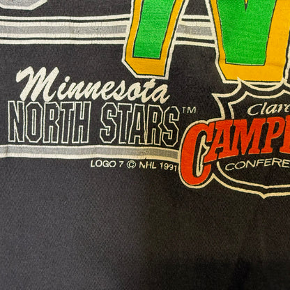1991 Pittsburgh Penguins vs Minnesota North Stars NHL T-Shirt Sz L (B2889)