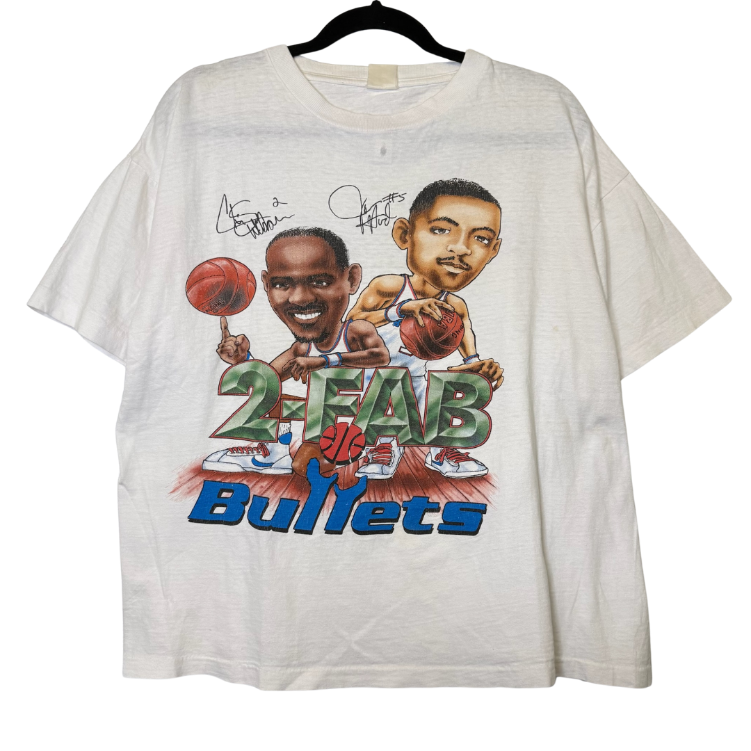 90s Washington Bullets 2Fab Weber Howard NBA Caricature T-Shirt Sz L (B2860)