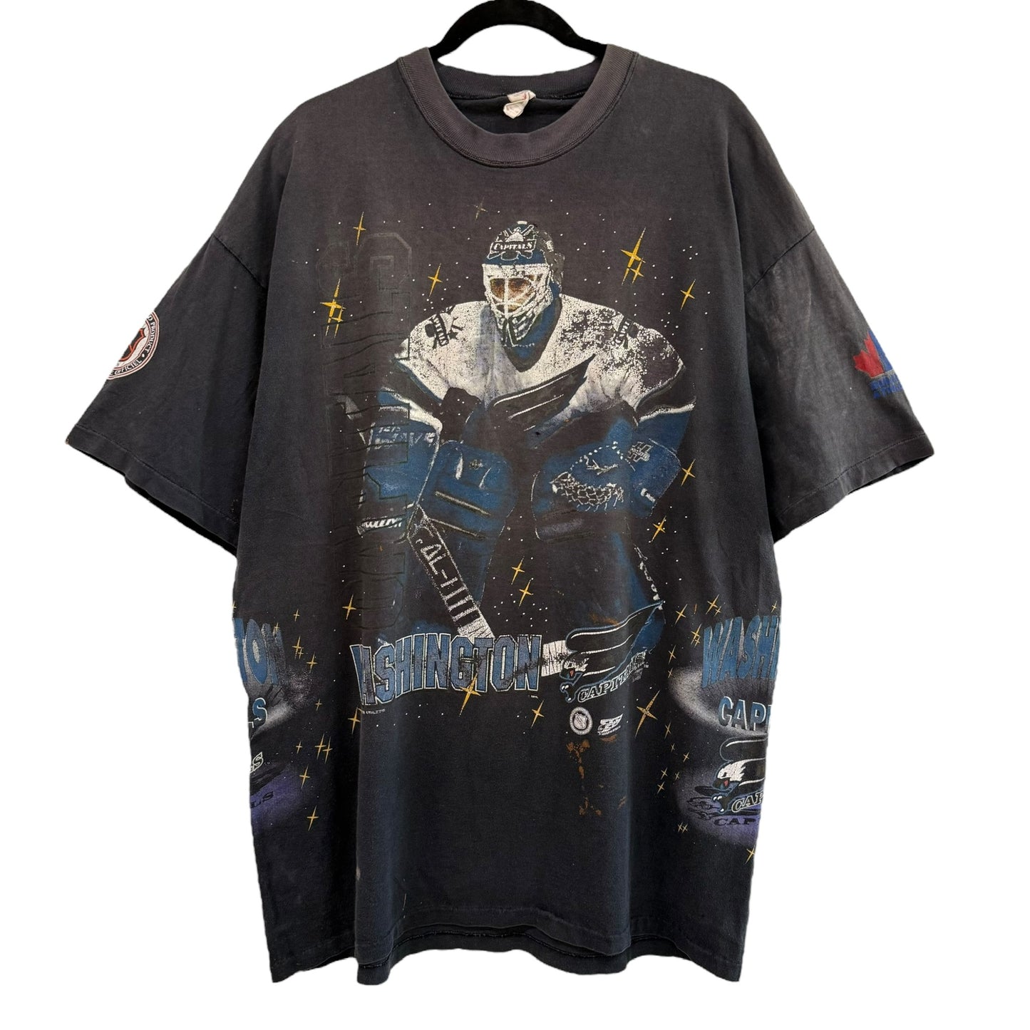 90s Washington Capitals NHL Bulletin AOP T-Shirt Sz XL