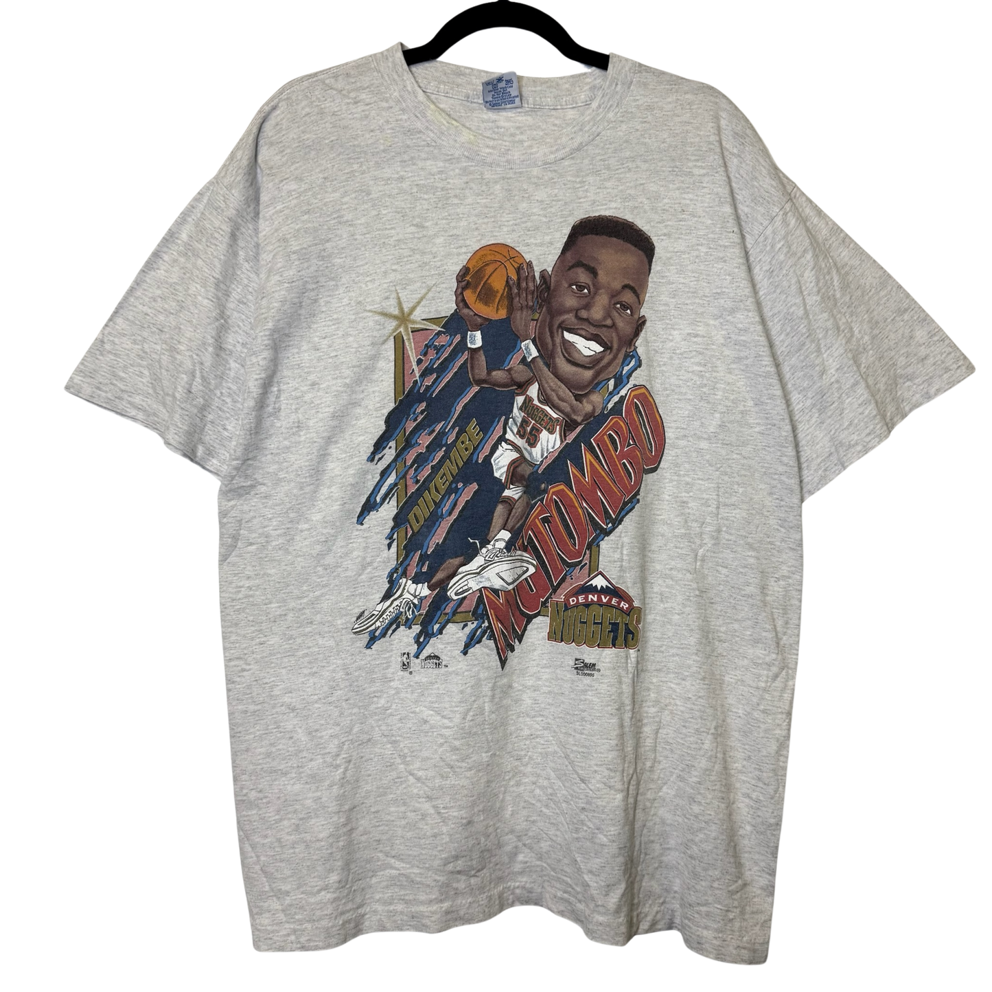 90s Denver Nuggets Mutumbo NBA Salem Caricature T-Shirt Sz L (B2810)