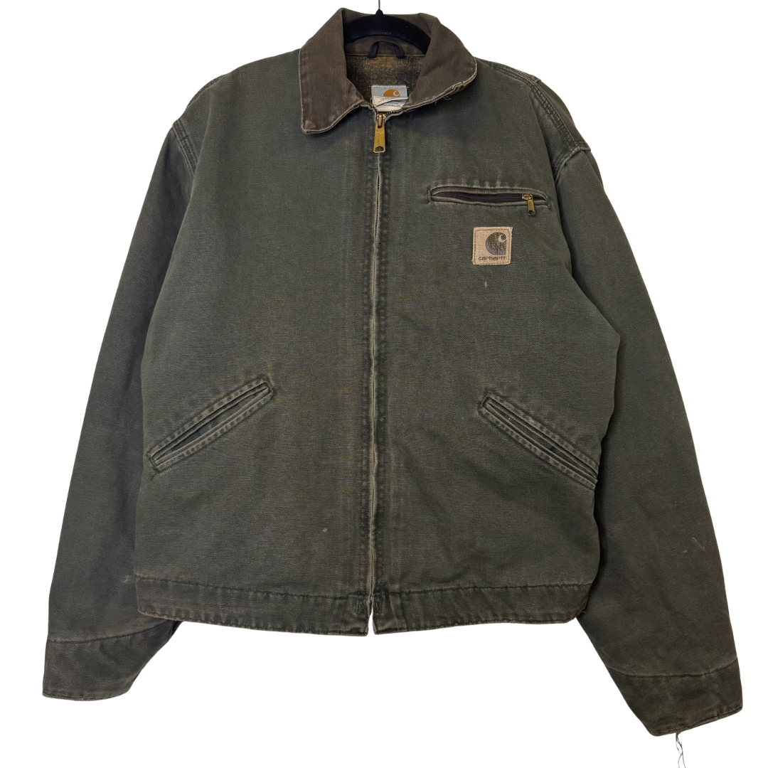 Vintage Carhartt Detroit Jacket J97 MOS Blanket Lined Moss Green Mens Sz M