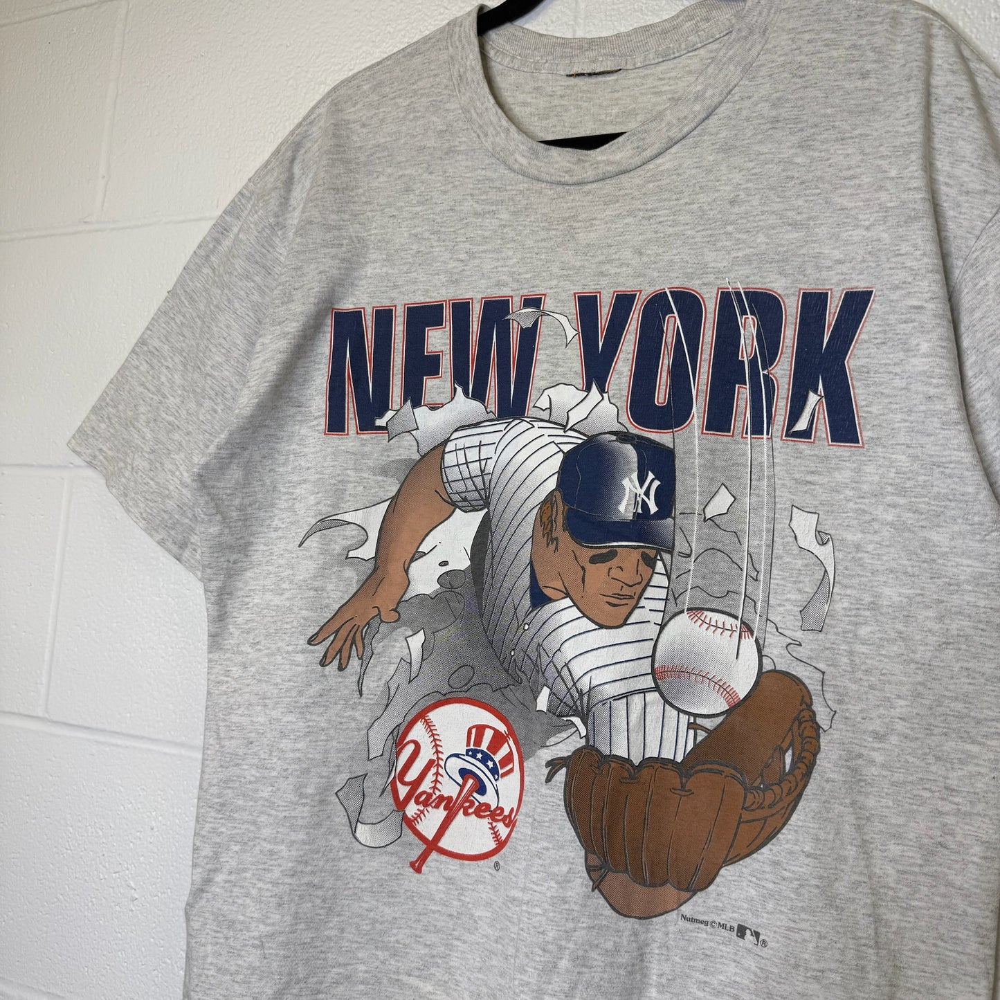 90s New York Yankees Nutmeg Breakthrough MLB T-Shirt Sz L (B2877)