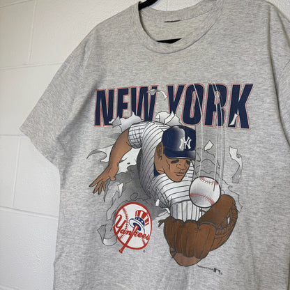 90s New York Yankees Nutmeg Breakthrough MLB T-Shirt Sz L (B2877)