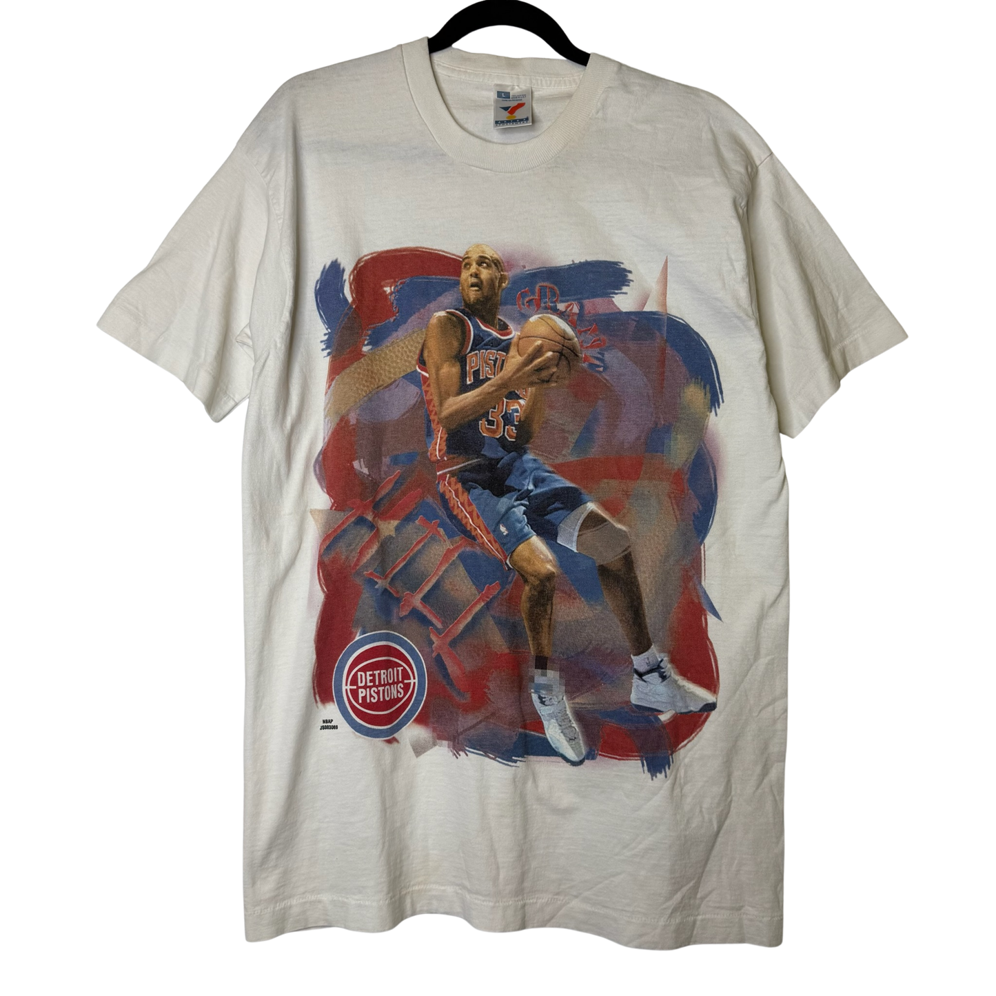 90s Detroit Pistons Grant Hill NBA Player T-Shirt Sz L (B2809)