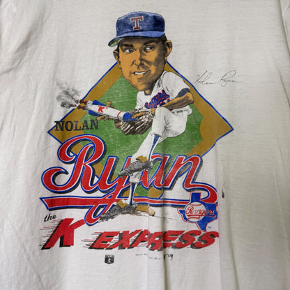 1999 Nolan Ryan New York Rangers MLB Salem T-shirt Sz L (B1645)