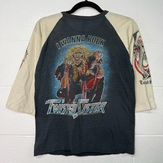 80s Twisted Sister I Wanna Rock Band Raglan T-Shirt Sz M