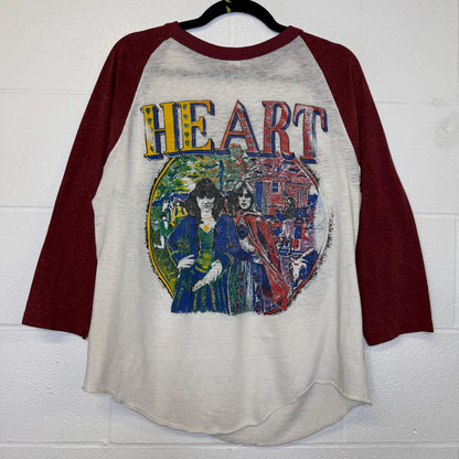 80s Heart Band Raglan Shirt Sz L (B2844)