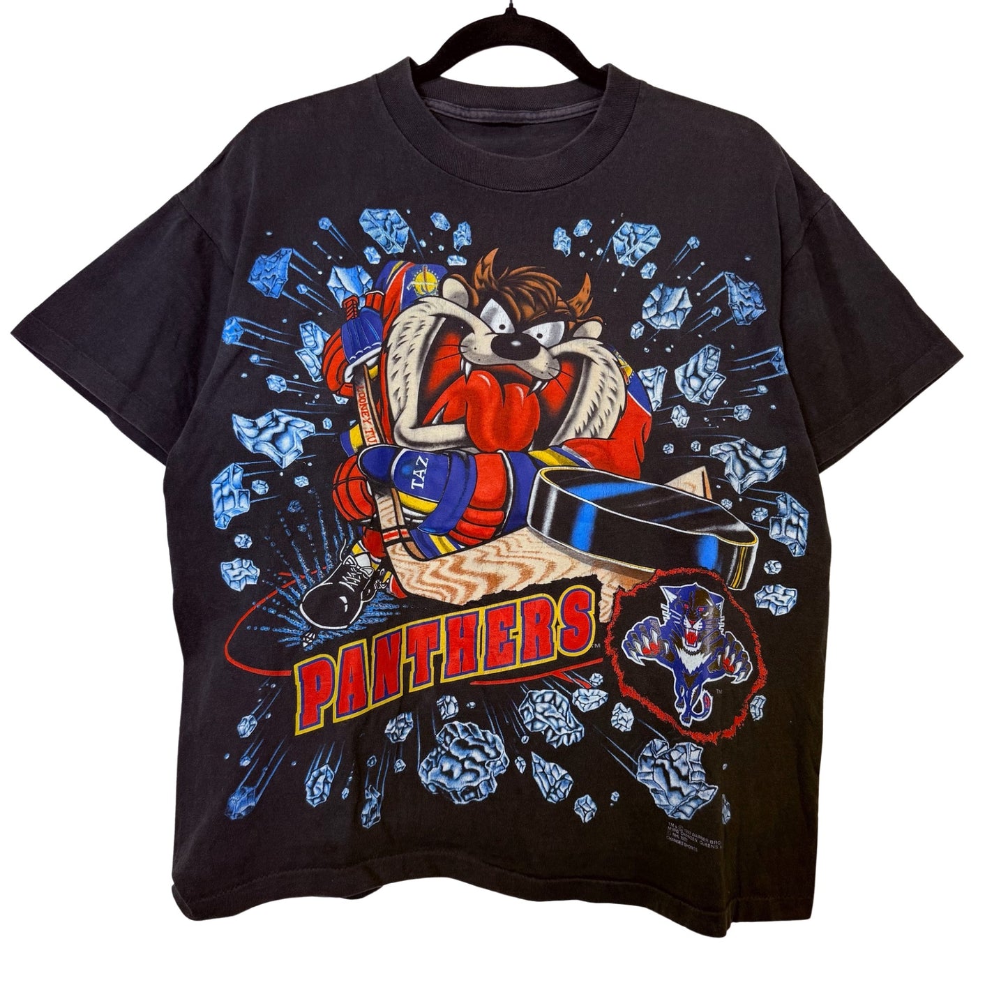 90s Looney Tunes Taz Florida Panthers NHL T-shirt Sz L (B2467)