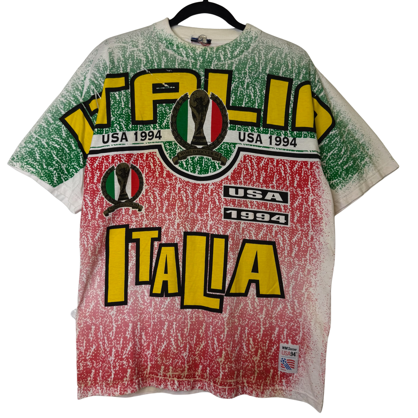 1994 World Cup Italy Soccer AOP T-Shirt Sz L (B2803)