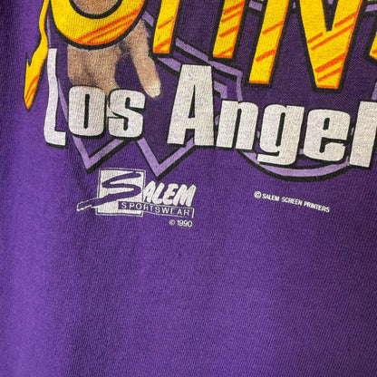 1990 Magic Johnson Los Angeles Lakers Salem NBA T-shirt Sz L (A3093)