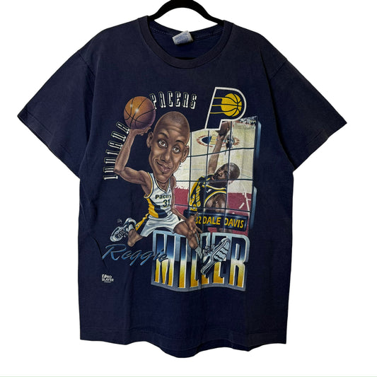 90s Reggie Miller Indiana Pacers T-shirt Sz L (B2586)