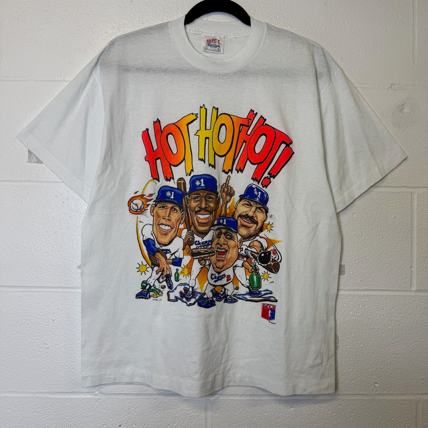Los Angeles Dodgers 1988 Caricature Baseball Hot Hot Hot T Shirt XL (B2538)