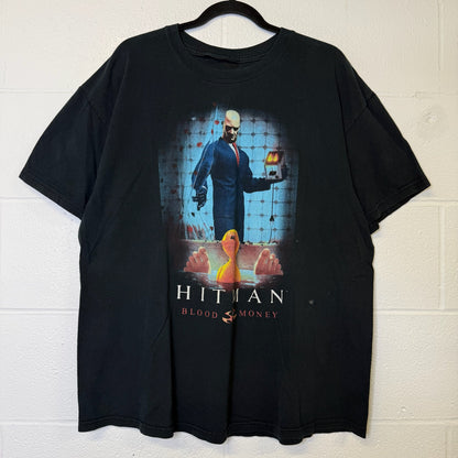 90s Hitman Blood and Money Gaming T-shirt Sz XL  (B2896)
