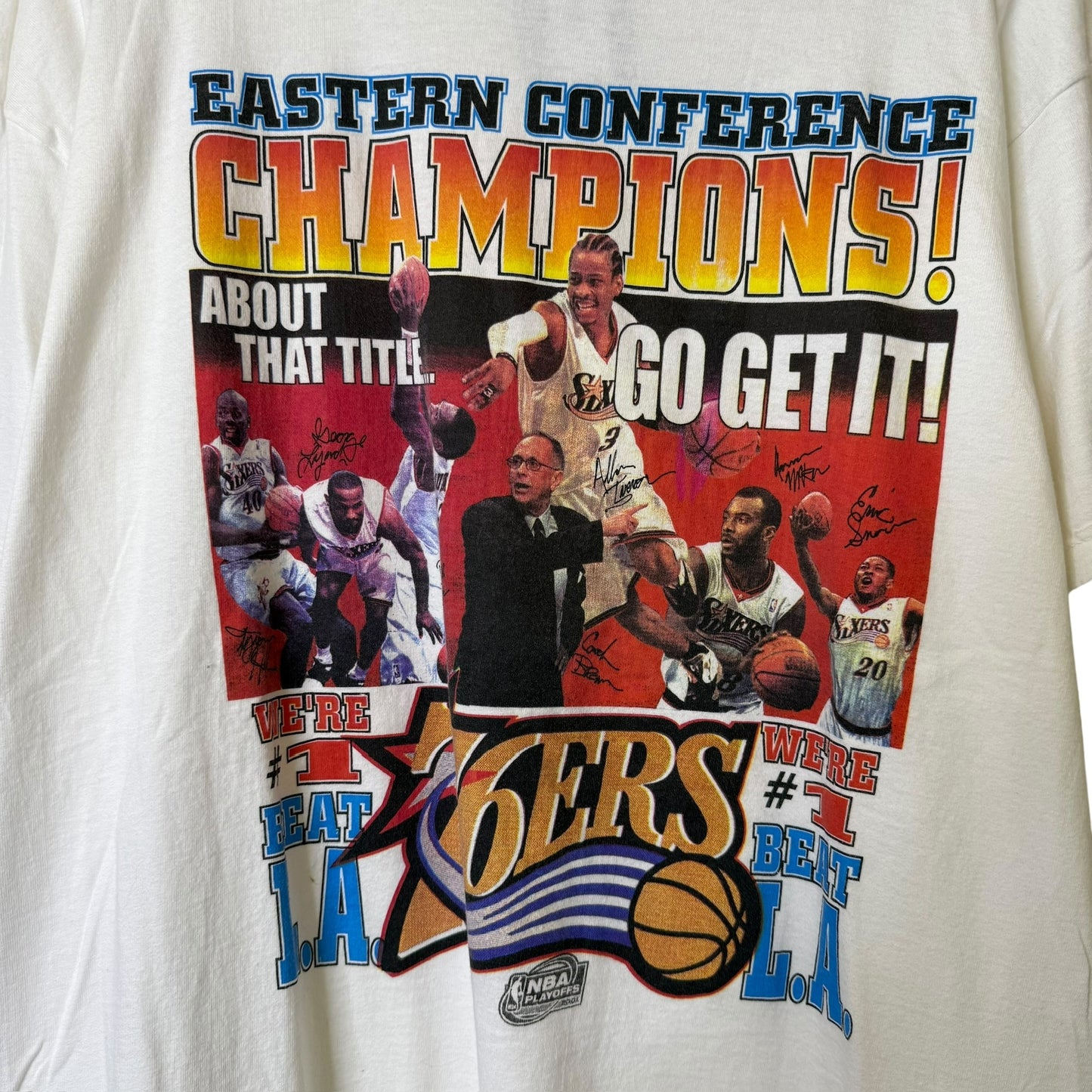 2001 Allen Iverson 76ers NBA Finals T-shirt Sz 2XL (A3765)