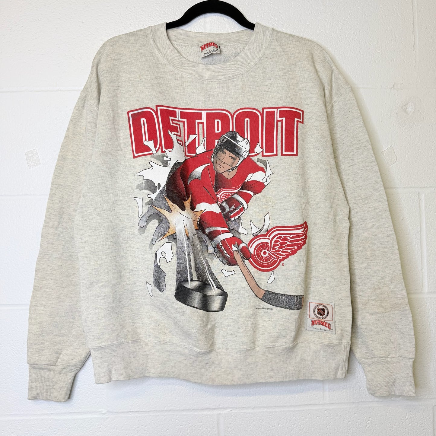90s Detroit Red Wings Nutmeg Breakthrough Crewneck Sz L (B2074)