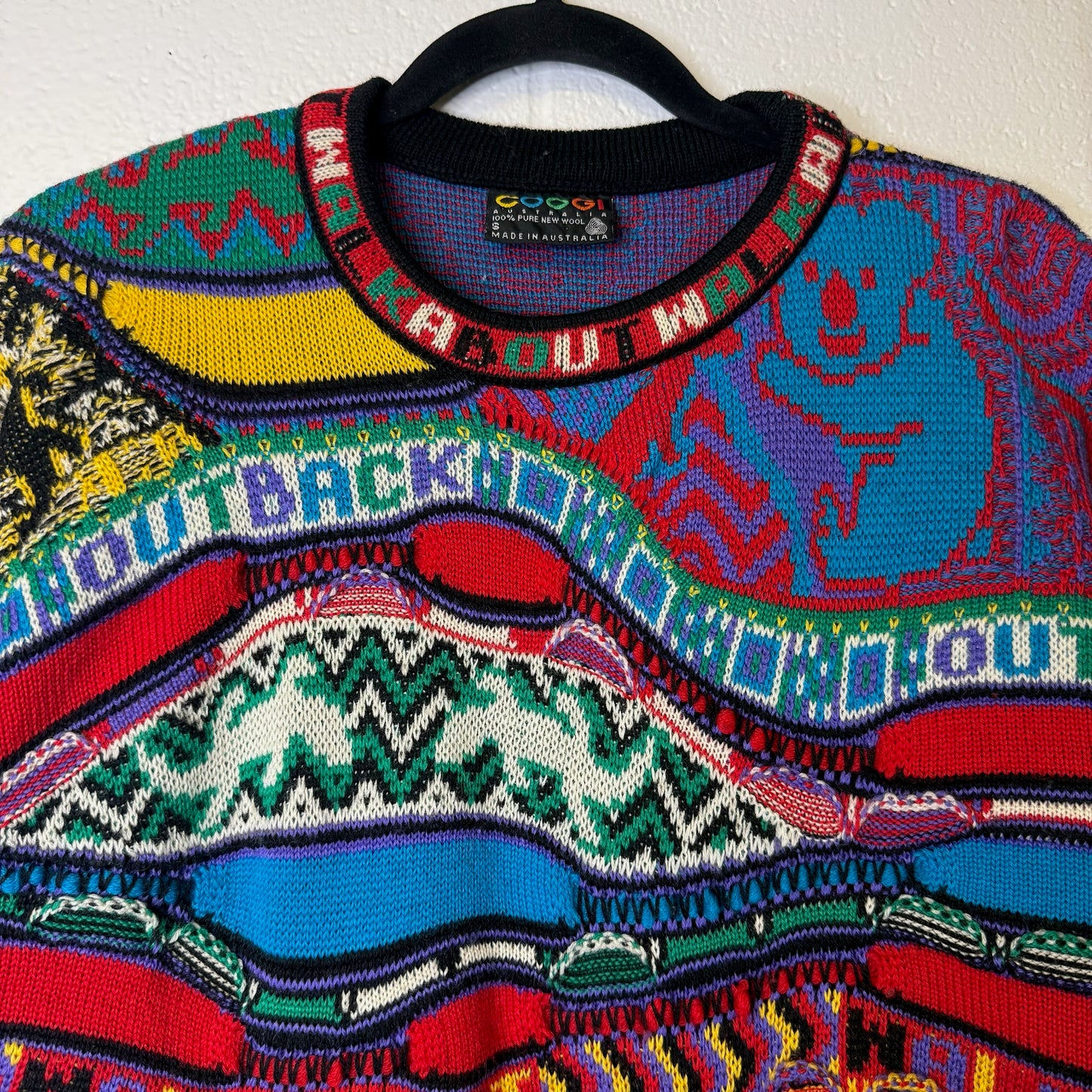 Genuine Coogi Australia Print Limited Edition Knit Sweater Sz S (B2401)