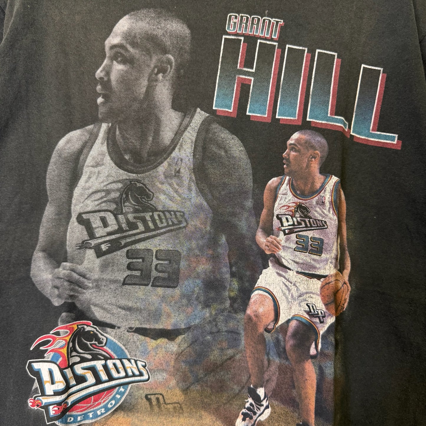 90s Grant Hill Detroit Pistons NBA T-shirt Sz L (B2578)