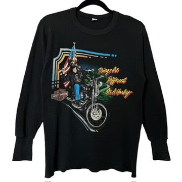 80's Harley Davidson Thermal Long Sleeve Sz M (B458)