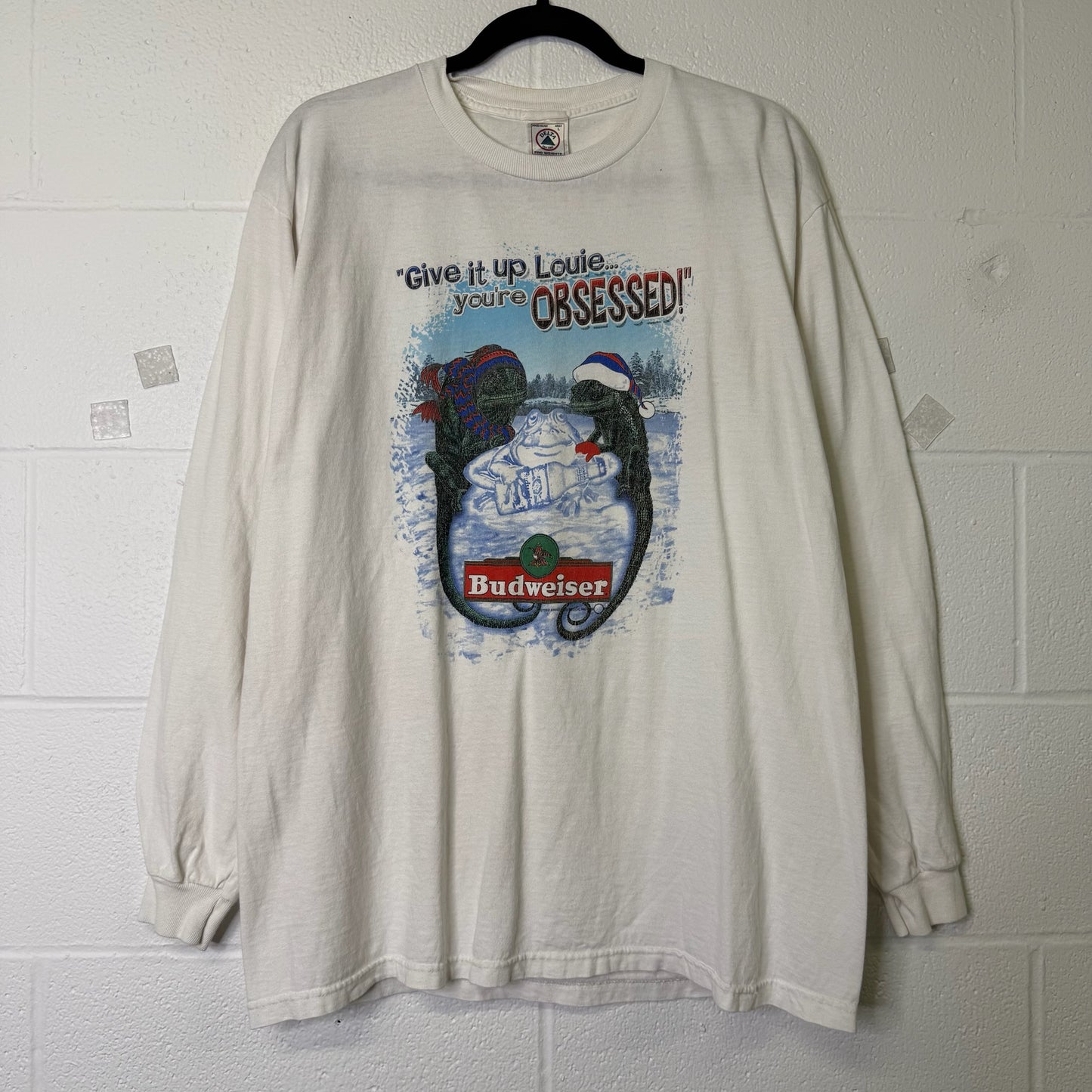90's Budweiser Lizard Xmas Long Sleeve T-shirt Sz L (B1611)