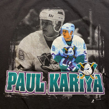 90s Paul Kariya Mighty Ducks T-Shirt Sz L (A3629)