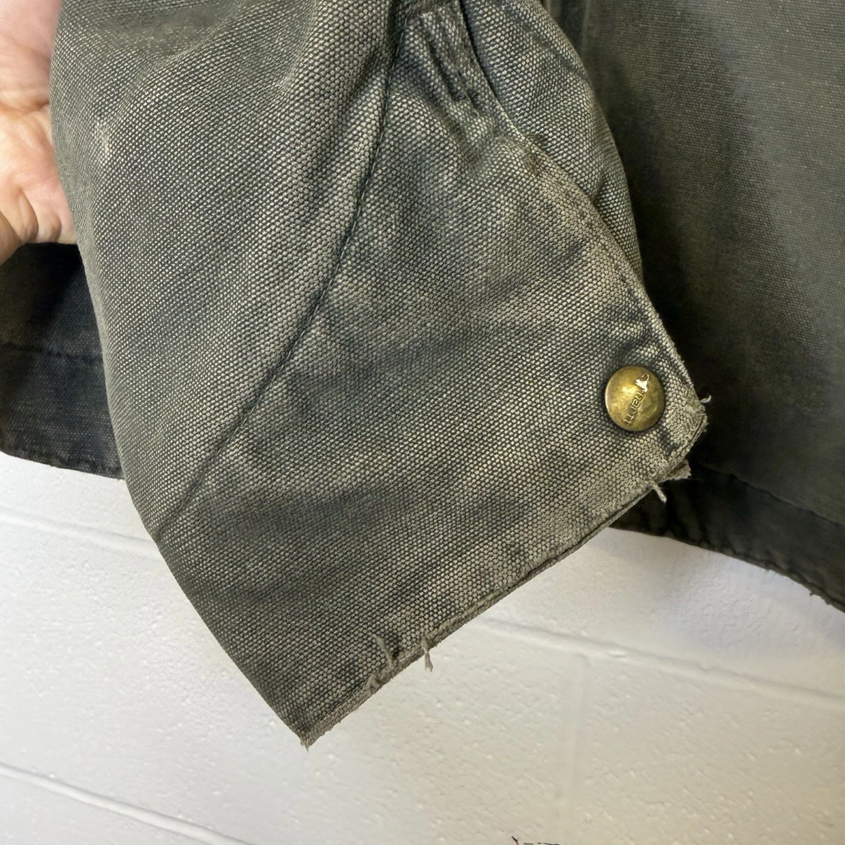 Vintage Carhartt Detroit Jacket J97 MOS Blanket Lined Moss Green Mens Sz M