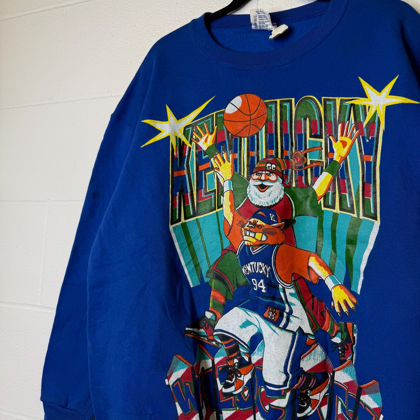 90s University of Kentucky Wildcats Santa NCAA Crewneck Sz XL (B2355)
