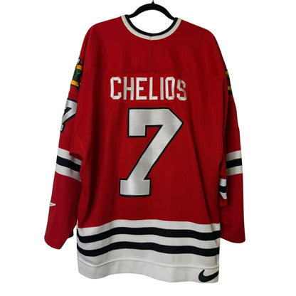 90s Chicago Blackhawks Chris Chelios Nike Hockey Jersey Sz 2XL